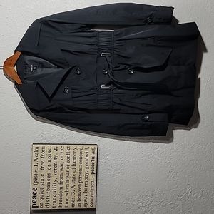 Apt. 9 Black Rain Coat w/Belt & Cinched Waist  Sz. S